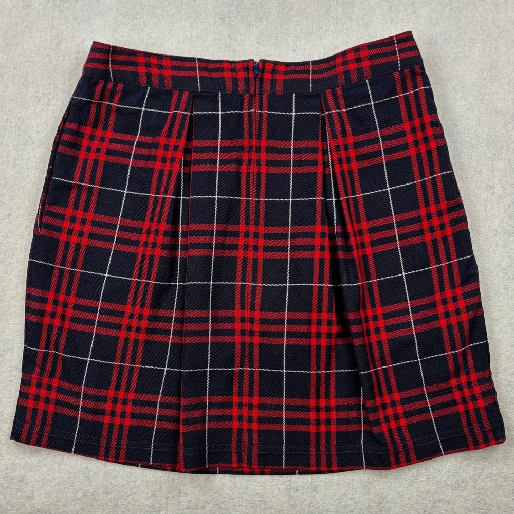 Lands End Red Navy Blue Plaid Pleated Skort Womens Size 4 Tartan School Uniform - Picture 3 of 7